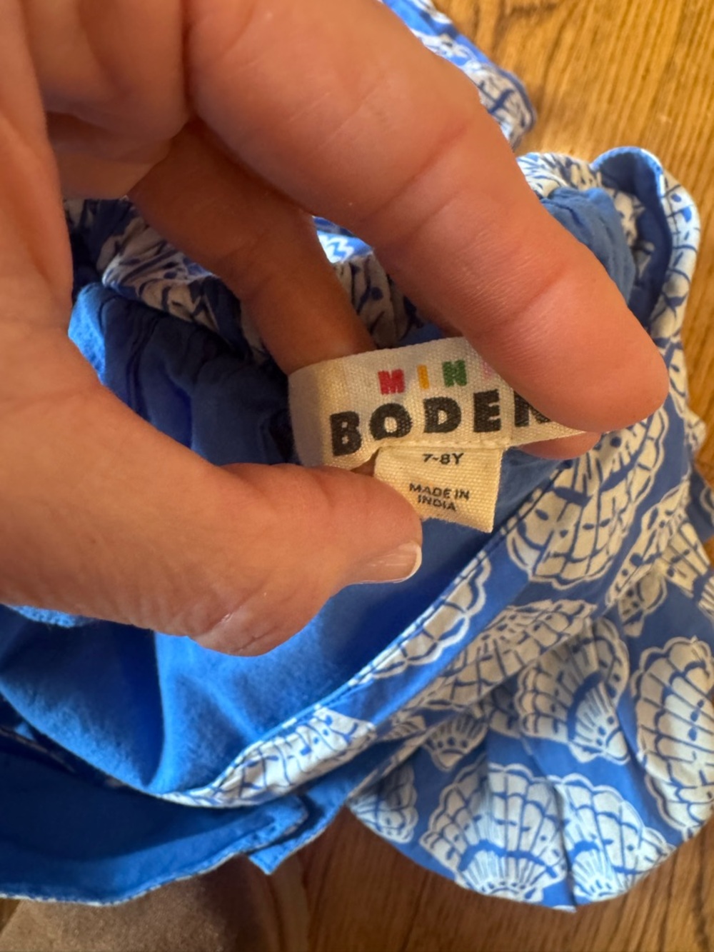 Mini Boden Blue and White Shell-Pattern Sundress - Picture 4 of 4